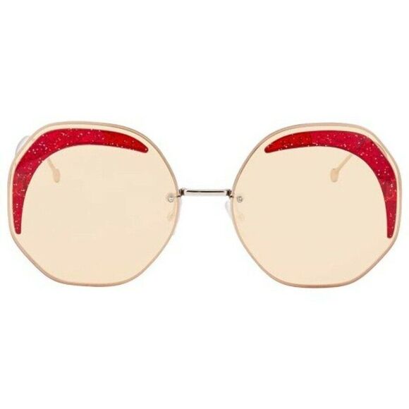 Fendi Orange Silver Ff0358/S40g Geometric Women's Anti-reflective Sunglasses - Picture 3 of 4